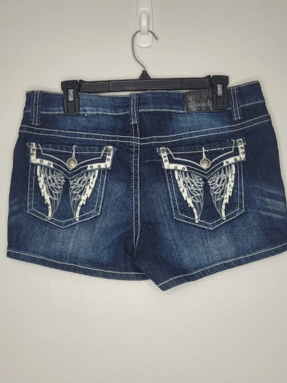 Y2k soundgirl micro mini wings studded grunge biker shorts size 15